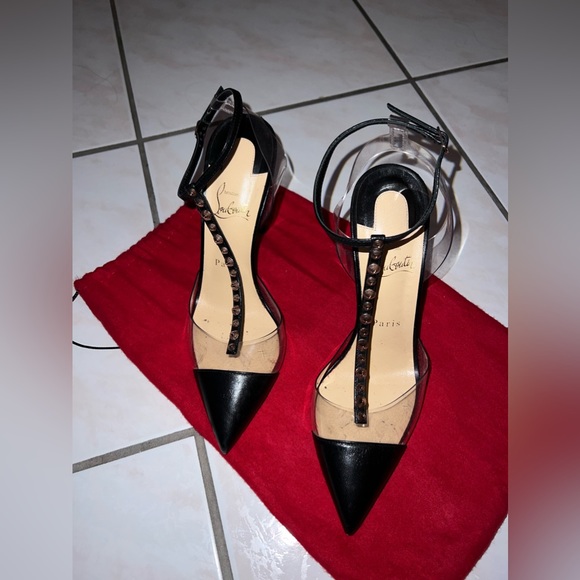 Christian Louboutin Nosy Spike & PVC T- trap 100mm pump Size 38.5 - Picture 3 of 6